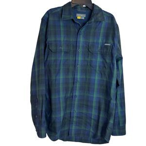 Eddie Bauer Shirt Men's Size Small Blue Plaid Classic Fit Heavy Cotton